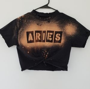 Aries Zodiac Destructed Acid Wash Tee